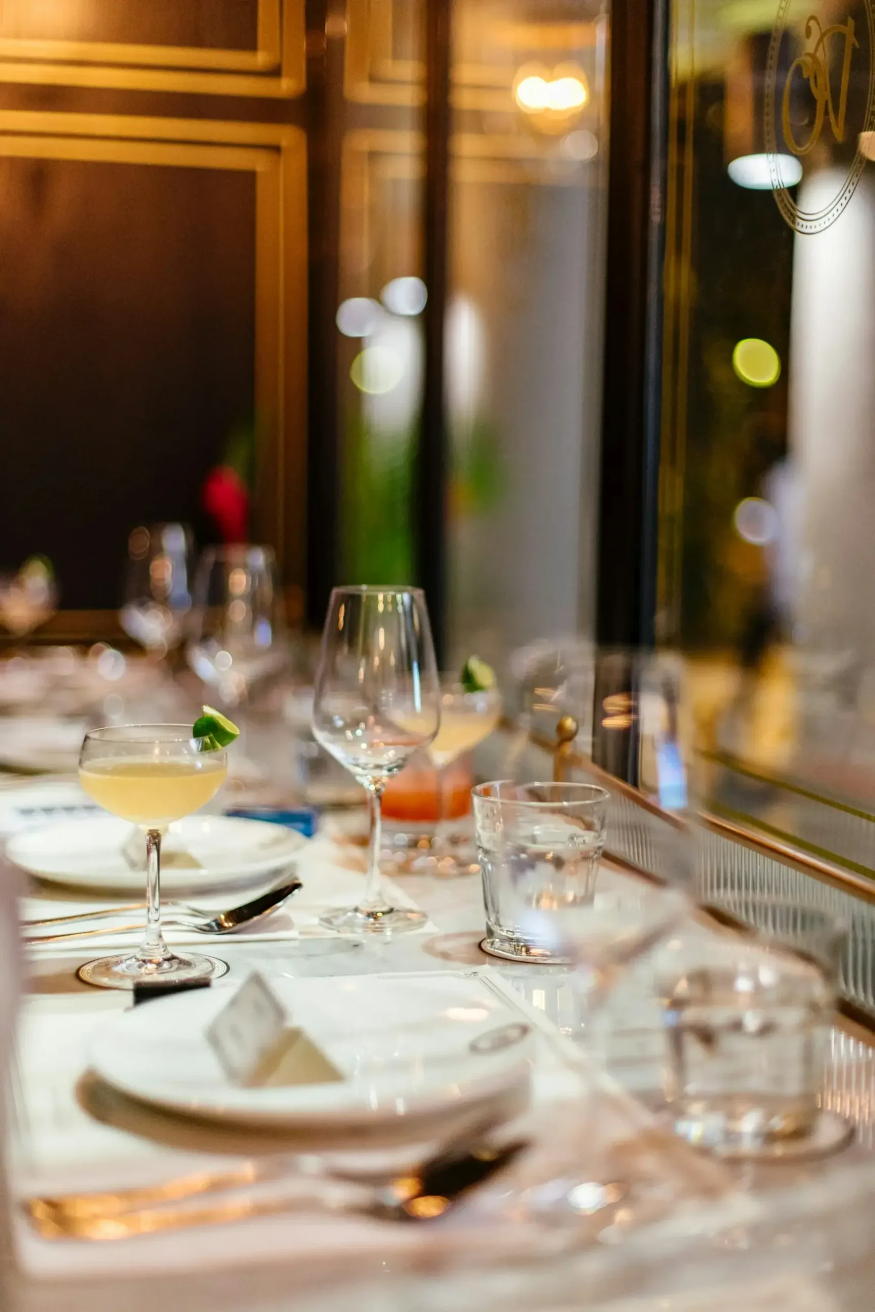A table set in an upscale restaurant. European traditional gourmet dining -- Azzurytt Cultural Concierge