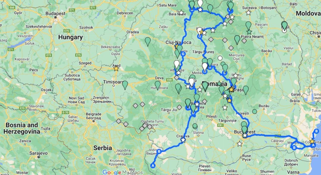 Romania Tour Map ~ Luxury travel ~ Azzurytt Trip Planning