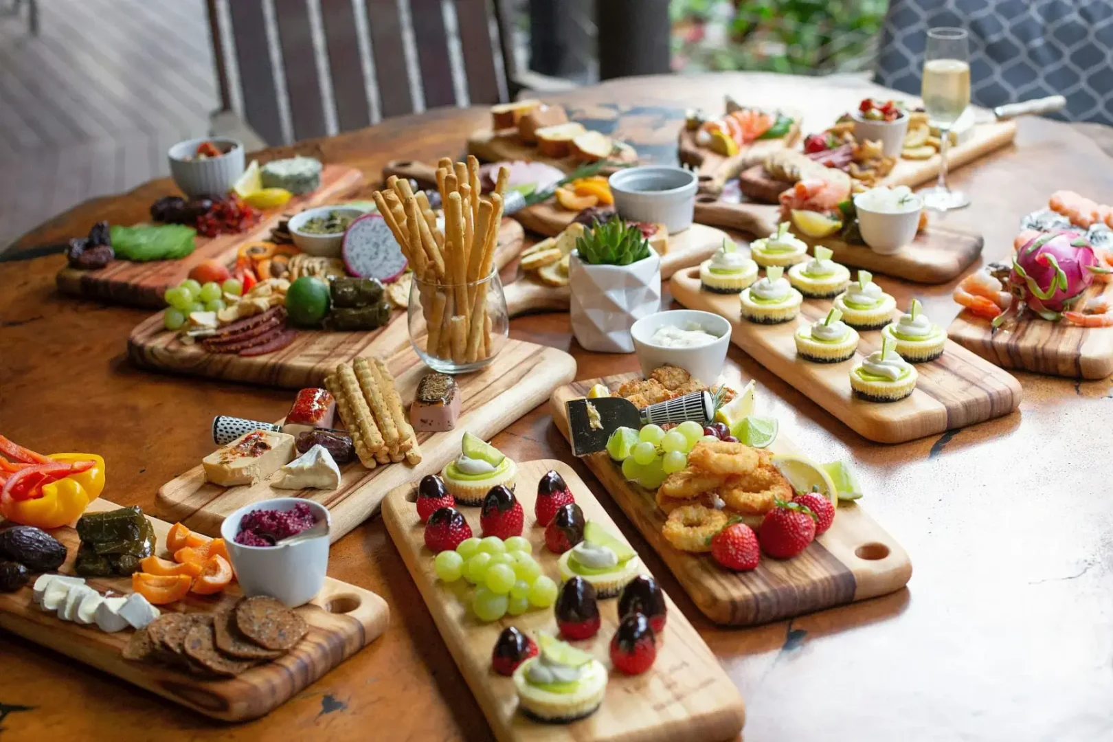 Wooden trays of food. Europe traditional restaurants -- Azzurytt Gourmet Dining